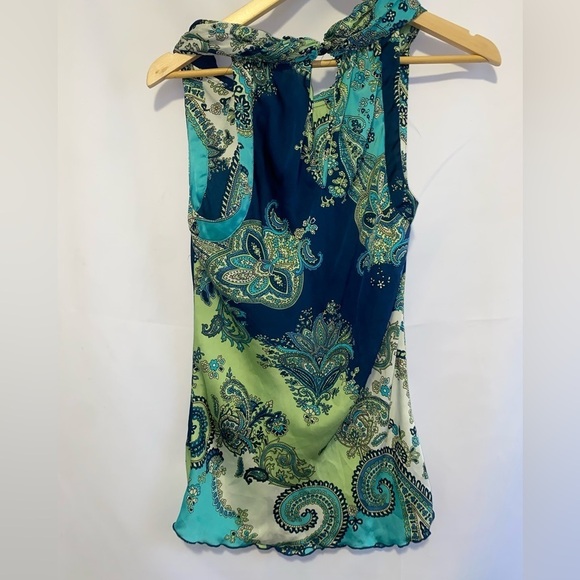 Larry Levine Paisley Print Sleeveless Silky Top Size Petite Medium - Picture 2 of 8